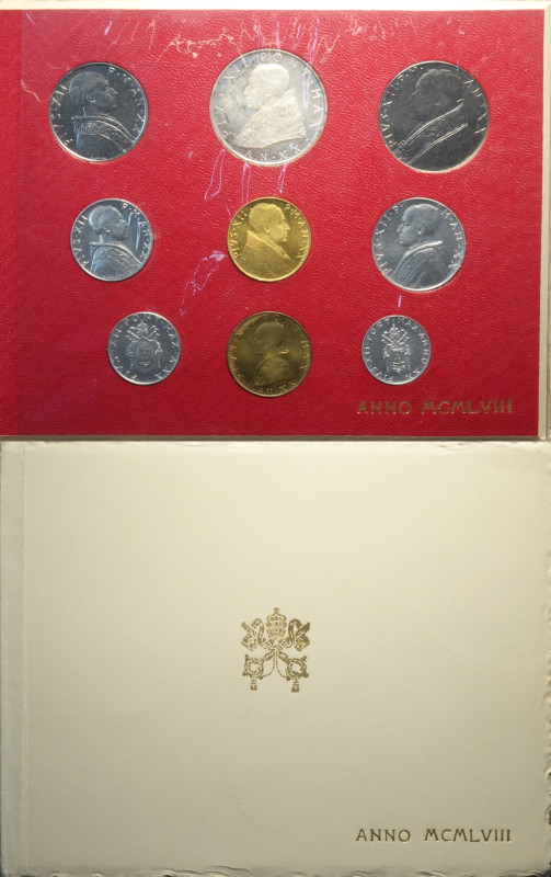 Città del Vaticano, Pio XII (1939-1958), Serie Divisionale con oro 1958 (9), nel...