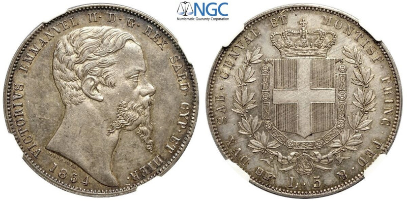 Savoia, Vittorio Emanuele II Re di Sardegna (1849-1861), 5 Lire 1854 Torino, Rar...