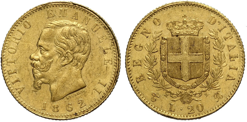 Regno d'Italia, Vittorio Emanuele II (1861-1878), 20 Lire 1862, Au 21 mm , ex as...