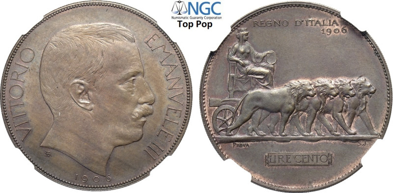 Regno d'Italia, Vittorio Emanuele III (1900-1943), 100 Lire 1906 Prova in rame, ...