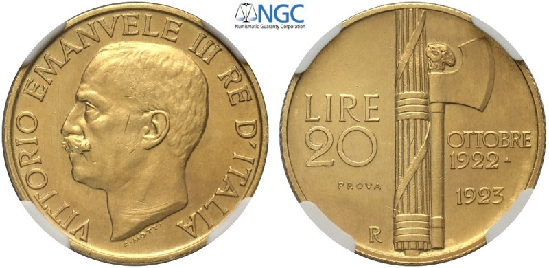 Regno d'Italia, Vittorio Emanuele III (1900-1943), 20 Lire 1923 Prova, RRR Pag-1...
