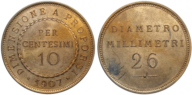 Regno d'Italia, Vittorio Emanuele III (1900-1943), 10 Centesimi 1907 progetto in...