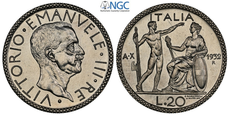 Regno d'Italia, Vittorio Emanuele III (1900-1943), 20 Lire 1932, RRR coniati 50 ...