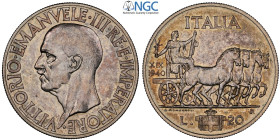 Regno d'Italia, Vittorio Emanuele III (1900-1943), 20 Lire 1940-XIX, RRRR coniati 20 esemplari, Ag 35,5 mm , a nostro parere la moneta è in FDC. In Sl...