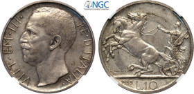 Regno d'Italia, Vittorio Emanuele III (1900-1943), 10 Lire 1933, RRR coniati 50 esemplari, Ag 27 mm , in Slab NGC MS63 (cert. 6635674002 second best g...