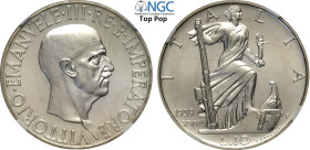 Regno d'Italia, Vittorio Emanuele III (1900-1943), 10 Lire 1939, RRRR coniati 20 esemplari, Ag 27 mm , in Slab NGC MS65 Top Pop! (cert. 6635674006)