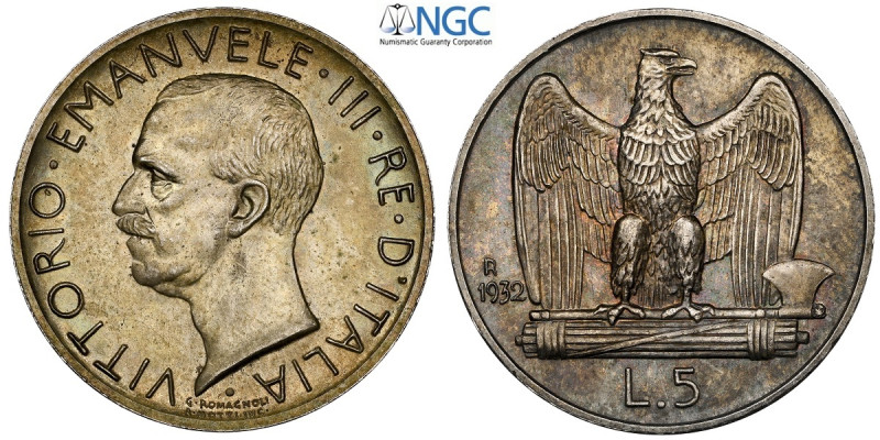 Regno d'Italia, Vittorio Emanuele III (1900-1943), 5 Lire 1932, RRR coniati 50 e...