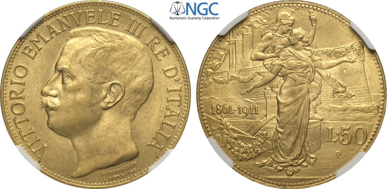 Regno d'Italia, Vittorio Emanuele III (1900-1943), 50 Lire 1911, Rara Au 28 mm ,...