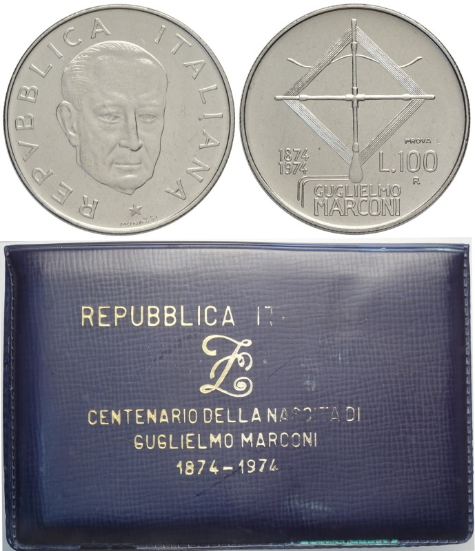 Repubblica Italiana, Monetazione in Lire (1946-2001), 100 Lire 1974 Prova in Acm...