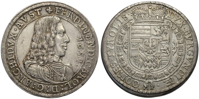 Austria, Ferdinand Charles (1632-1662), Thaler 1654 Hall, Dav-3367 Ag 42 mm 28,6...