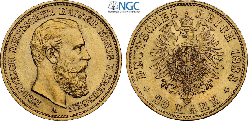 Germany Prussia, Friedrich III (1888), 20 Mark 1888-A Berlin, Au 22,5 mm , in Sl...