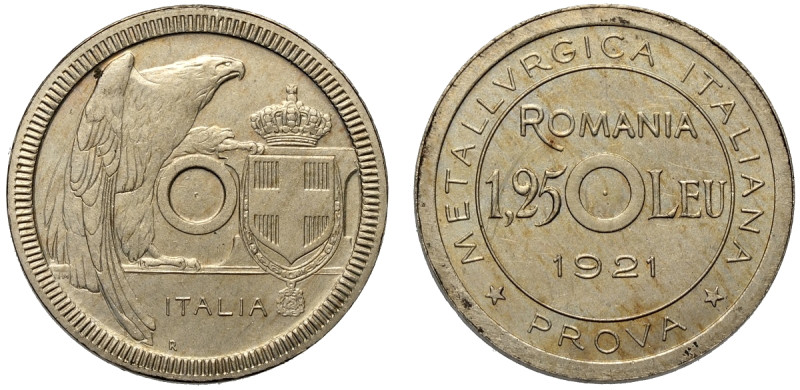 Romania, Ferdinand I (1914-1927), Nickel Pattern 1,25 Leu 1921 Roma Mint, Very R...