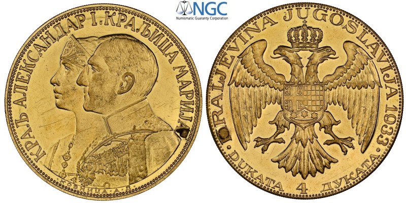 Yugoslavia, Alexander I (1921-1934), 4 Ducat (Dukata) 1933 Belgrade, corn counte...