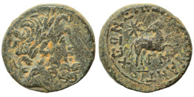 SYRIA, Seleukis and Pieria. Antioch. Pseudo-autonomous issue, time of Augustus, 27 BC-14 AD. Ae (bronze, 7.77 g, 20 mm), 12/13 AD. Laureate head of Ze...