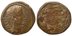 SYRIA, Seleucis and Pieria. Antioch. Augustus, 27 BC-AD 14. 'As' (bronze, 11.21 g, 25 mm). CAESAR Bare head of Augustus to right. Rev. AVGVSTVS within...
