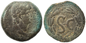 SYRIA, Seleucis and Pieria. Antioch. Nero, 54-68. Ae (bronze, 16.17 g, 29 mm). IM NER CLAV [CAESAR] laureate head of Nero. Rev. Large S C within wreat...