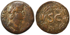 SYRIA, Seleucis and Pieria. Antioch. Otho, 69. As (bronze, 14.46 g, 27 mm). Laureate head of Otho to right. Rev. Large S C within laurel wreath. RPC I...