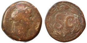 SYRIA, Seleucis and Pieria. Antioch. Otho, 69. As (bronze, 14.11 g, 27 mm). Laureate head of Otho to right. Rev. Large S C within laurel wreath. RPC I...