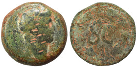 SYRIA, Seleucis and Pieria. Antioch. Otho, 69. Ae (bronze, 8.23 g, 21 mm). [IMP M OTHO CAE AVG] Laureate head right. Rev. S C in laurel wreath. RPC 43...