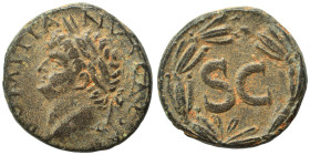 SYRIA, Seleucis and Pieria. Antioch. Domitian, 81-96. Ae (bronze, 6.76 g, 20 mm). DOMITIANVS CAESAR Laureate head left. Rev. Large S C in laurel wreat...