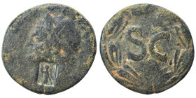 SYRIA, Seleucis and Pieria. Antioch. Vespasian (or Domitian?), 69-96. Ae (bronze, 6.18 g, 21 mm). Laureate head left; c/m. Rev. Large S C in laurel wr...