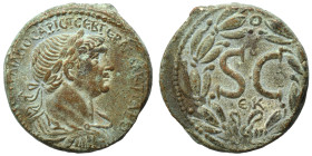 SYRIA, Seleucis and Pieria. Antioch. Trajan, 98-117. Ae (bronze, 14.31 g, 25 mm). ΑΥΤΟΚΡ ΚΑΙС ΝЄΡ ΤΡΑΙΑΝΟС ΑΡΙСΤ СЄΒ ΓЄΡΜ ΔΑΚ ΠΑΡΘ Laureate bust right...