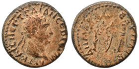 SYRIA, Seleukis and Pieria. Antioch. Trajan, 98-117. Ae (bronze, 1.78 g, 13 mm), Rome, for circulation in Syria. ΑΥΤ ΚΑΙС ΝЄΡ ΤΡΑΙΑΝ СЄΒ ΓЄΡΜ Laureate...