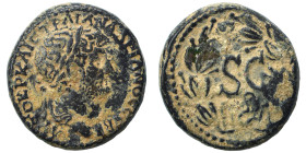 SYRIA, Seleucis and Pieria. Antioch. Hadrian, 117-138. 'Semis' (bronze, 6.04 g, 19 mm). ΑΥΤΟΚΡ ΚΑΙϹ ΤΡΑΙΑΝ ΑΔΡΙΑΝΟϹ ϹΕΒ Laureate head of Hadrian to ri...