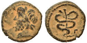 SYRIA, Seleukis and Pieria. Antioch. Pseudo-autonomous, 2nd century. Ae Tessera (bronze, 2.64 g, 15 mm). Head of Asklepios left. Rev. Serpent-entwined...