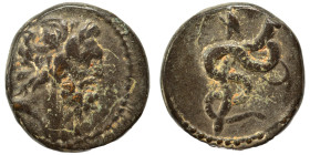 SYRIA, Seleukis and Pieria. Antioch. Pseudo-autonomous, 2nd century. Ae Tessera (bronze, 3.47 g, 15 mm). Head of Asklepios right. Rev. Serpent-entwine...