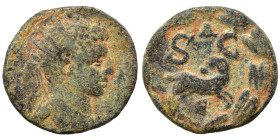 SYRIA, Seleucis and Pieria, Antioch. Elagabalus, 218-222. Ae (bronze, 4.40 g, 18 mm). Radiate and draped bust right. Rev. Ram running right, head left...