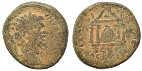 SYRIA, Seleucis and Pieria. Seleucia Pieria. Septimius Severus, 193-211. Ae (bronze, 7.22 g, 21 mm). Laureate head right. Rev. Tetrastyle temple enclo...
