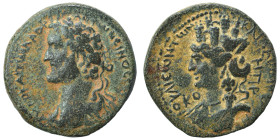 SYRIA, Seleucis and Pieria. Laodicea ad Mare. Antoninus Pius, 138-161. Ae (bronze, 13.14 g, 25 mm). Laureate head right. Rev. Turreted and draped bust...