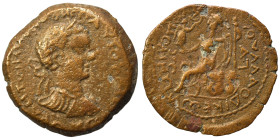 SYRIA, Seleucis and Pieria. Laodicea ad Mare. Geta, as Caesar, 198-209. Ae (bronze, 10.31 g, 26 mm). Laureate bust right. Rev. Roma seated left, holdi...