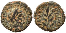 SYRIA, Cyrrhestica. Beroea. Hadrian, 117-138. Chalkous (bronze, 1.61 g, 12 mm). ΑΥΤ ΤΡΑ ΑΔΡΙΑΝ Laureate head of Hadrian to right. Rev. ΒЄΡΟΙ-ΑΙωΝ Laur...