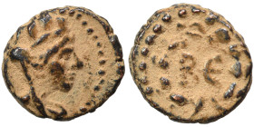 SYRIA, Cyrrhestica. Beroea. Pseudo-autonomous issue. Ae (bronze, 0.91 g, 10 mm), time of the Antonines, 138-192. Turreted, veiled and draped bust of T...