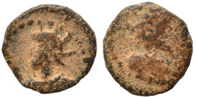 PALMYRENE. Palmyra. Pseudo-autonomous issue, circa 2nd-3rd centuries AD. Ae (bronze, 1.07 g, 10 mm). Draped bust of Atargatis right; crecsent behind, ...