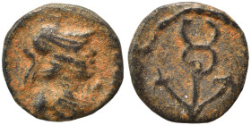 PALMYRENE. Palmyra. Pseudo-autonomous issue, circa 1st-3rd centuries AD. Ae (bronze, 0.36 g, 10 mm). Helmeted head of Athena right. Rev. Winged caduce...