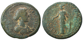 LYDIA. Thyatira. Crispina, Augusta, 178-182. Ae (bronze, 12.15 g, 27 mm). BPOVTTIA KPICΠINA Draped bust right. Rev. Ε ϹΤΡ[Α ΕΥΔΙΟΥ Β ΘΥΑΤΙΡΗΝΩΝ] Athen...