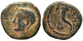THRACE. Sestos. Augustus, 27 BC-14 AD. Ae (bronze, 1.85 g, 12 mm). Bare head left. Rev. ΣΗΣ Cornucopia; Δ in left field. RPC I, 1741A. Nearly very fin...