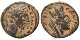 MESOPOTAMIA. Carrhae. Commodus, 177-192. Ae (bronze, 2.19 g, 16 mm). ΚΑΙϹΑΡ ΑV ΚΟΜΟΔΟϹ ϹƐ Laureate head of Commodus right. Rev. VΠƐΡ ΝΙΚΗϹ ΡωΜΑΙωΝ Tur...