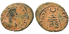 MESOPOTAMIA. Carrhae. Septimius Severus, 193-211. Ae (bronze, 2.13 g, 15 mm). Laureate head right. Rev. Baetyl surmounted by crescent. Dandrow, Edessa...