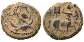 MESOPOTAMIA. Rhesaena. Caracalla, 198-217. Ae (bronze, 5.44 g, 18 mm). Laureate head to right, set on eagle flying to right. Rev. Centaur Sagittarius ...