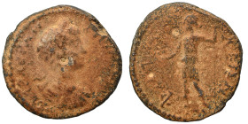 ARKADIA. Phigaleia. Caracalla, 198-217. Assarion (bronze, 4.77 g, 22 mm). Laureate, draped, and cuirassed bust right. Rev. ΦIAΛЄΩN Artemis standing fa...