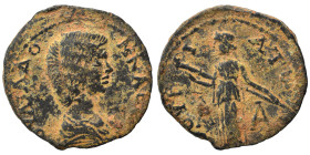 MESSENIA. Thuria. Julia Domna, 193-217. Assarion (bronze, 4.29 g, 21 mm). Draped bust right. Rev. ΘOVPIATωN / Λ - A, Artemis standing left, holding lo...