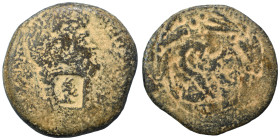 SYRIA, Seleucis and Pieria. Antioch. Otho, 69. As (bronze, 12.39 g, 28 mm). Laureate head of Otho to right; c/m. Rev. Large S C within laurel wreath. ...