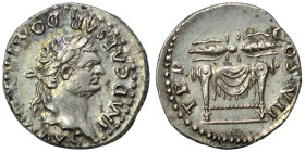 Domitian, 81-96. Denarius (silver, 3.39 g, 17 mm), Rome. IMP CAESAR DOMITIANVS AVG Laureate head right. Rev. TP P COS VII Winged thunderbolt on draped...