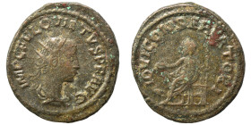 Quietus, usurper, 260-261. Antoninianus (billon, 3.79 g, 21 mm), Samosata. IMP C FVL QVIETVS P F AVG Radiate, draped and cuirassed bust right. Rev. IO...