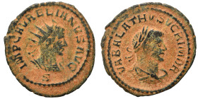 Aurelian, with Vabalathus, 270-275. Antoninianus (bronze, 2.66 g, 21 mm), Antioch. IMP C AVRELIANVS AVG Radiate and cuirassed bust of Aurelian right; ...