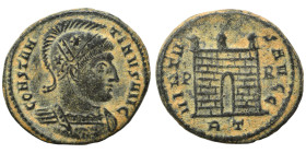 Constantine I, 307/310-337. Follis (bronze, 3.31 g, 19 mm). Rome. CONSTANTINVS AVG Helmeted, laurate and cuirassed bust of Constantine I to the right;...